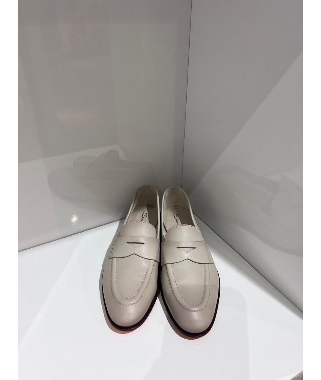 SANTONI Бежевые кожаные лоферы, фото 3