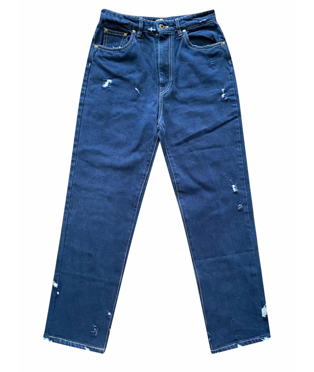 MIU MIU Синие хлопковые прямые джинсы, фото 1