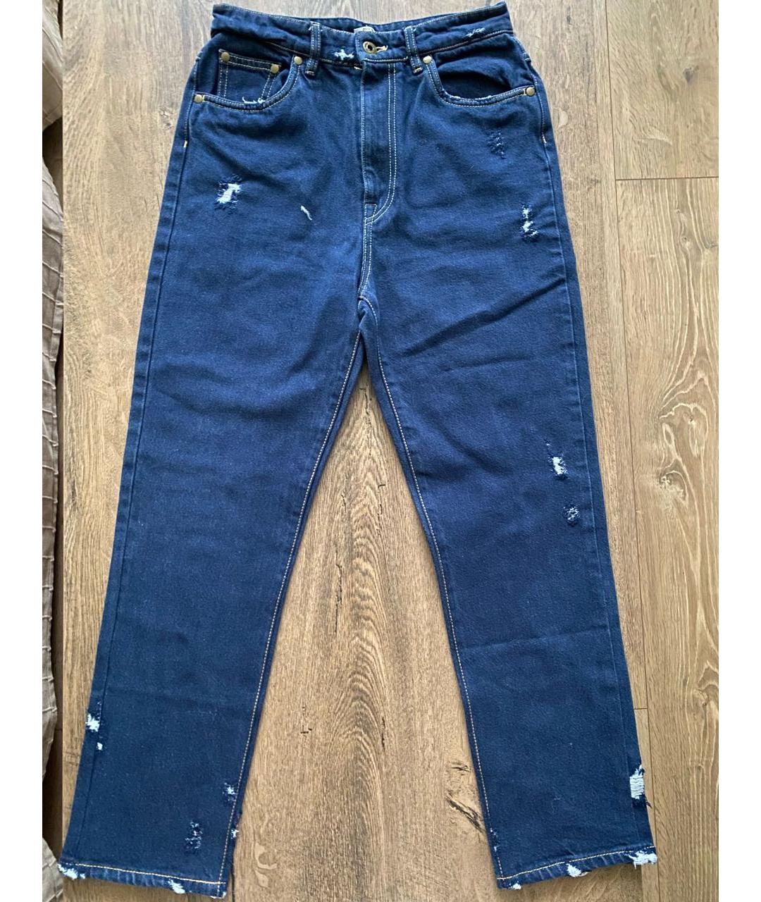 MIU MIU Синие хлопковые прямые джинсы, фото 6