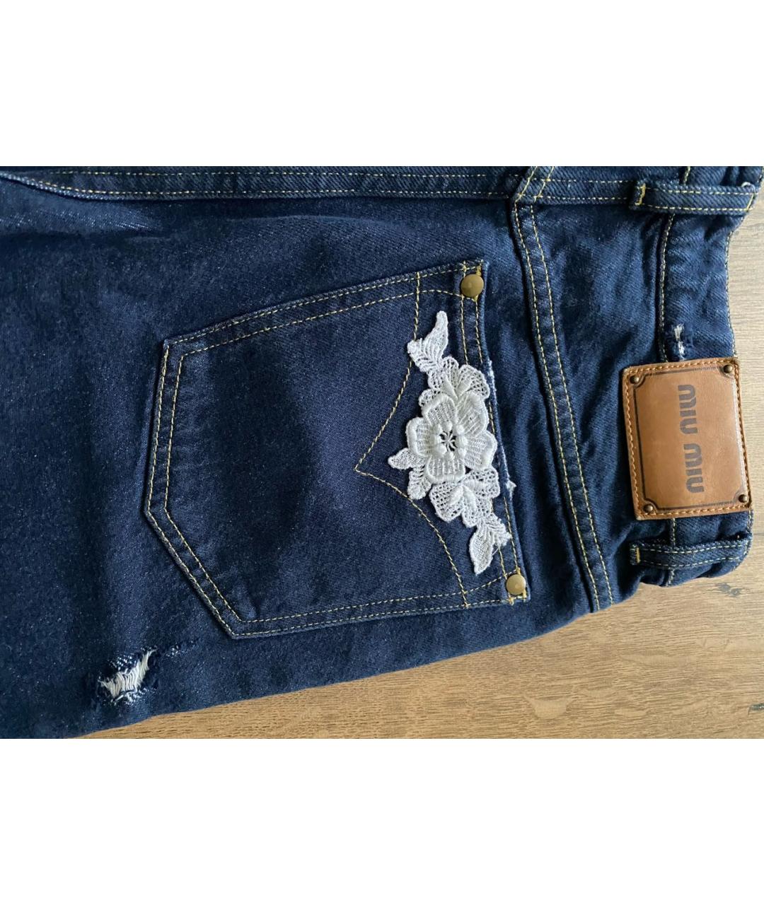 MIU MIU Синие хлопковые прямые джинсы, фото 4