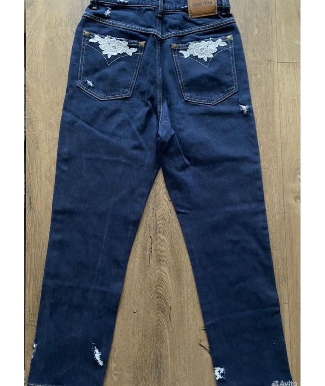 MIU MIU Синие хлопковые прямые джинсы, фото 5