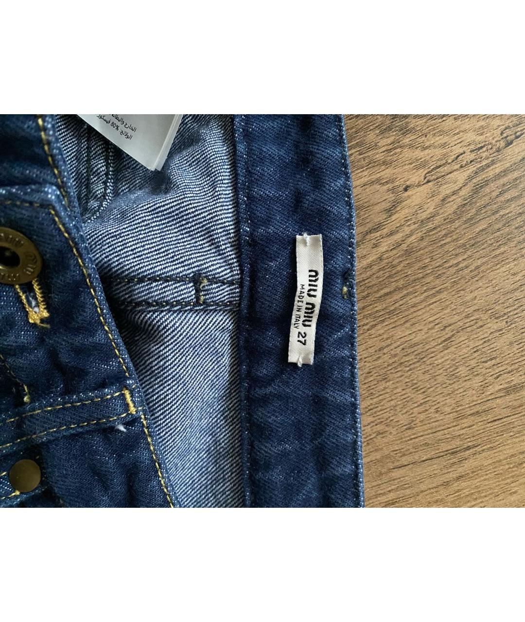 MIU MIU Синие хлопковые прямые джинсы, фото 3