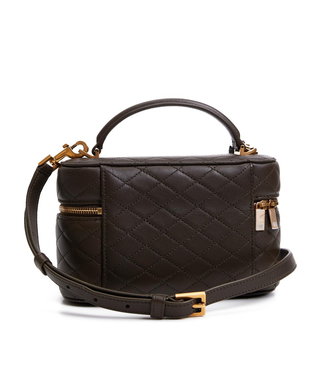 SAINT LAURENT Хаки кожаная сумка с короткими ручками, фото 4