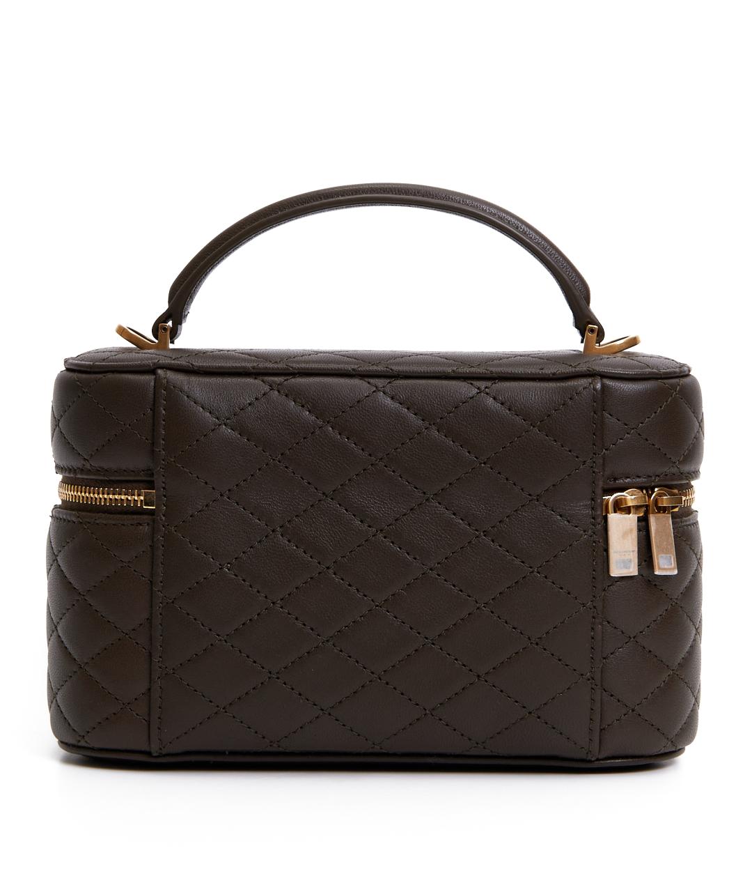 SAINT LAURENT Хаки кожаная сумка с короткими ручками, фото 3