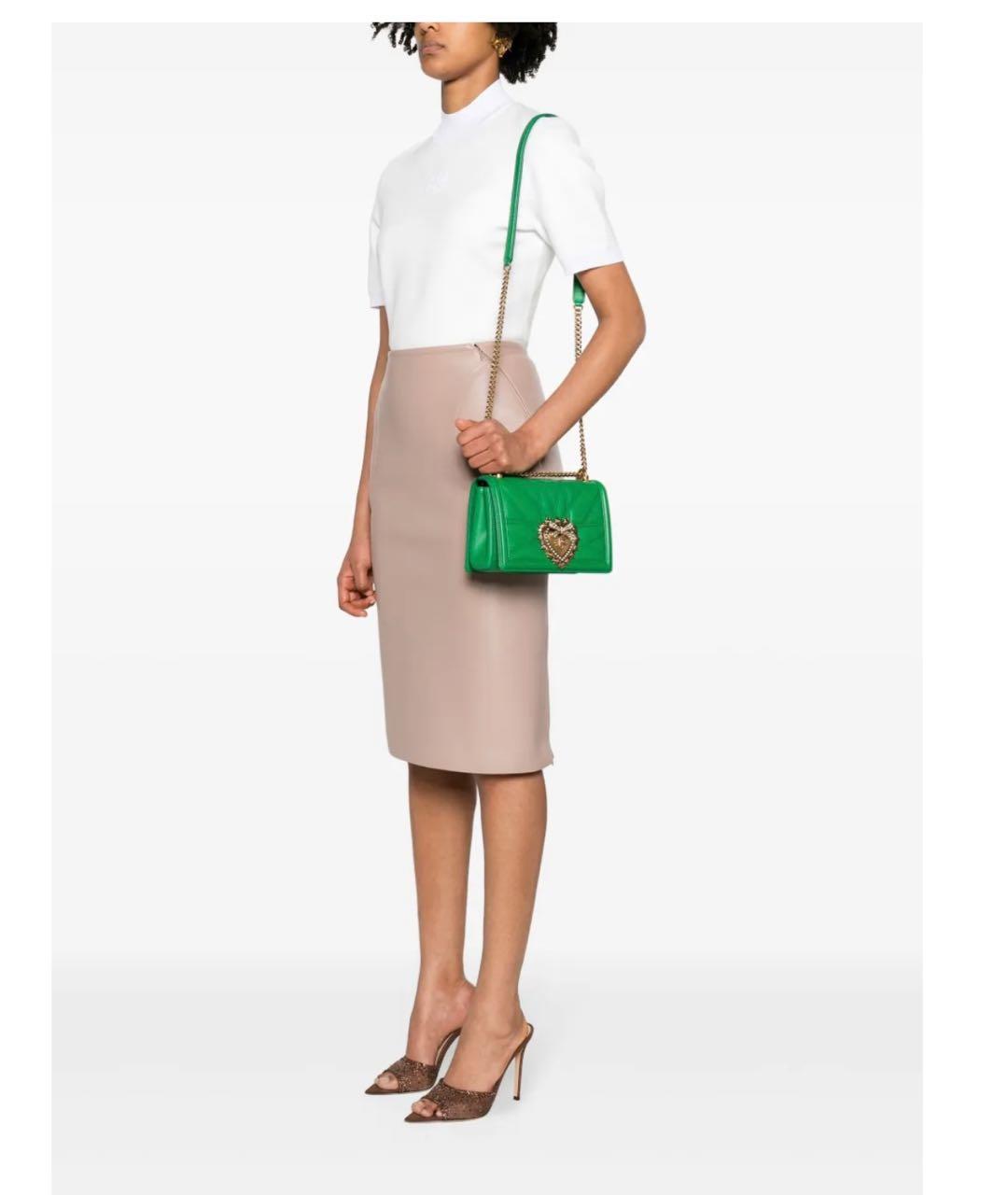 DOLCE&GABBANA Зеленая кожаная сумка через плечо, фото 5