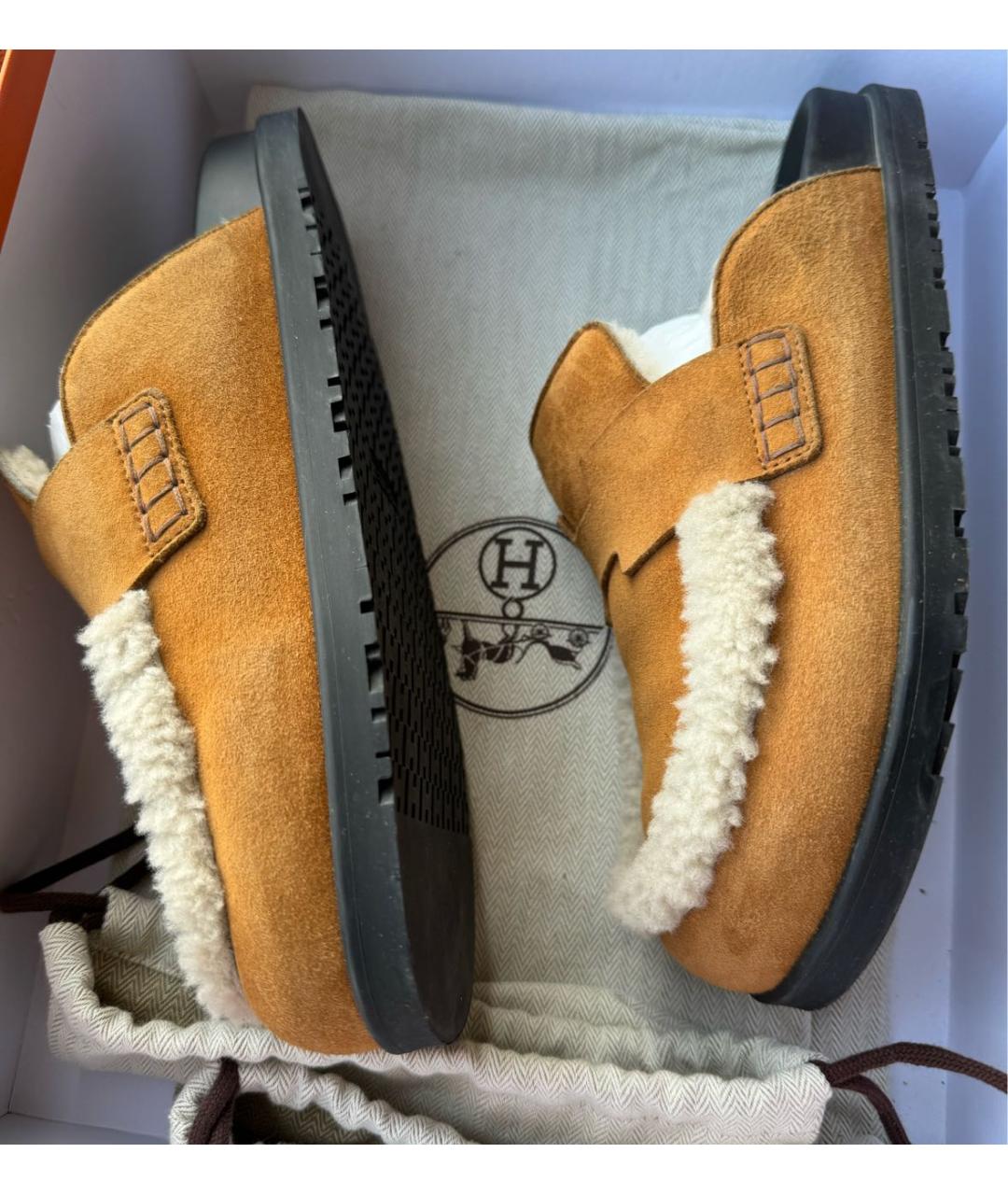 HERMES Коричневые замшевые мюли, фото 8