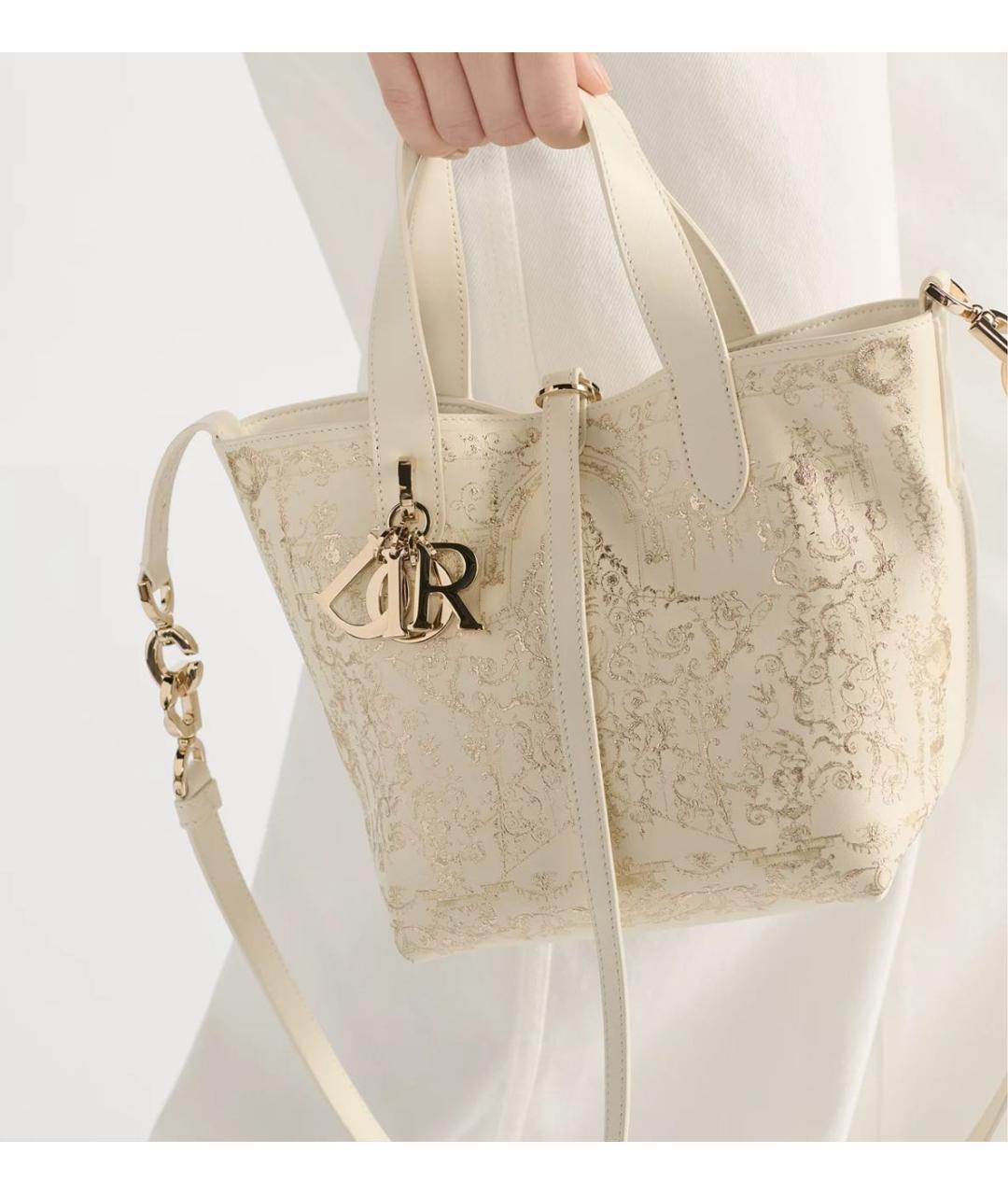 CHRISTIAN DIOR Бежевая кожаная сумка тоут, фото 4