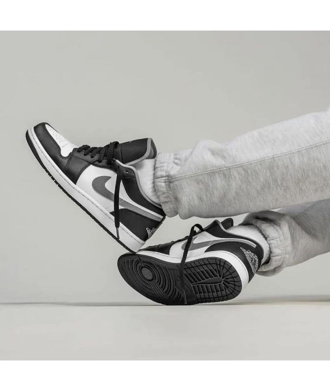 JORDAN Черные кожаные низкие кроссовки / кеды, фото 2