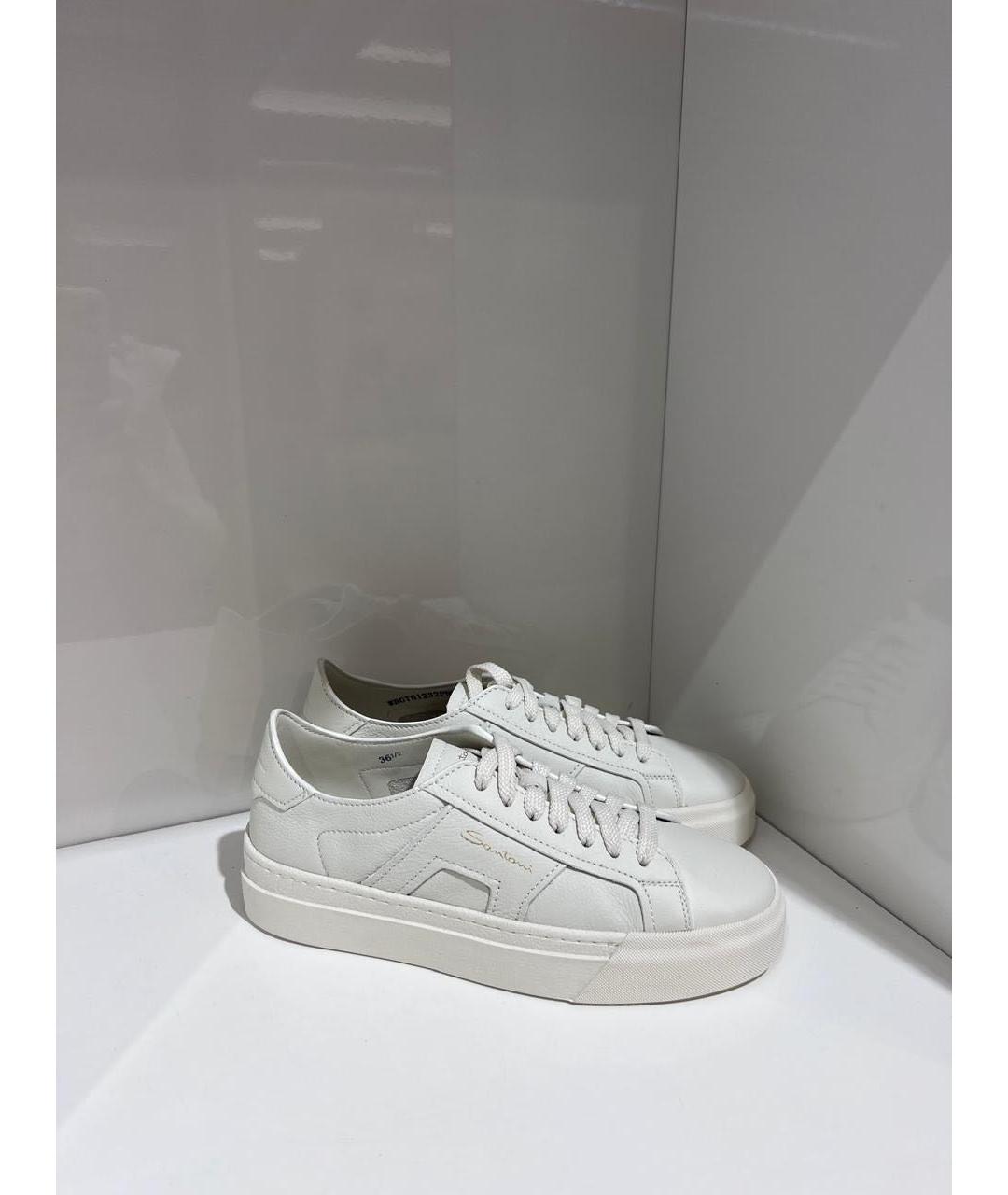 SANTONI Белые кожаные кеды, фото 2