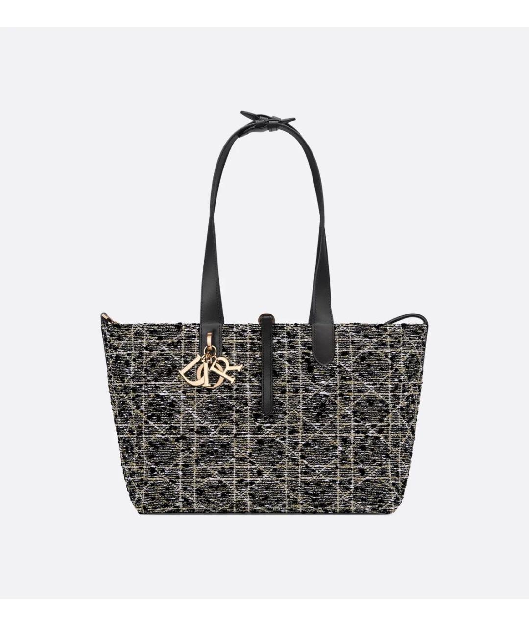 CHRISTIAN DIOR Черная твидовая сумка тоут, фото 5