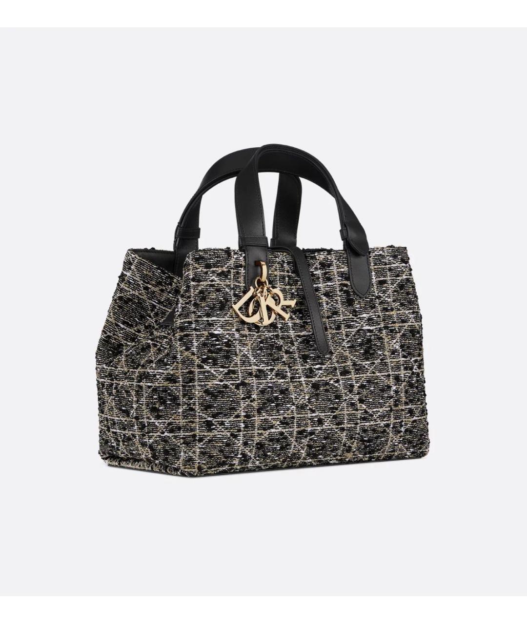 CHRISTIAN DIOR Черная твидовая сумка тоут, фото 2