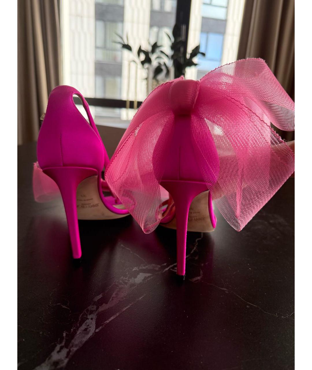 JIMMY CHOO Фуксия текстильные босоножки, фото 4
