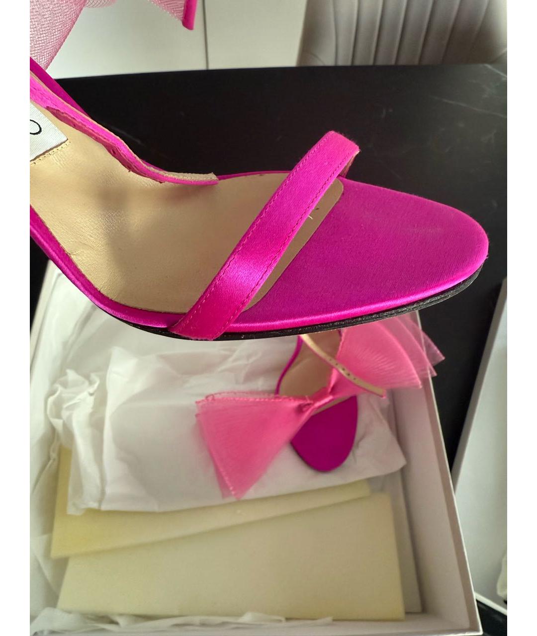 JIMMY CHOO Фуксия текстильные босоножки, фото 6