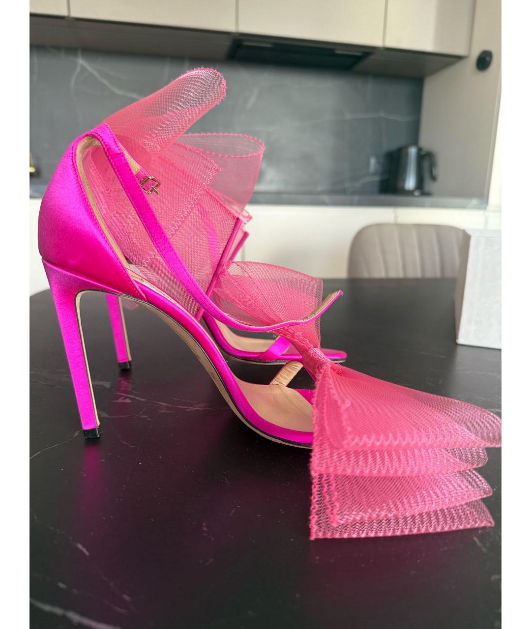 JIMMY CHOO Фуксия текстильные босоножки, фото 9