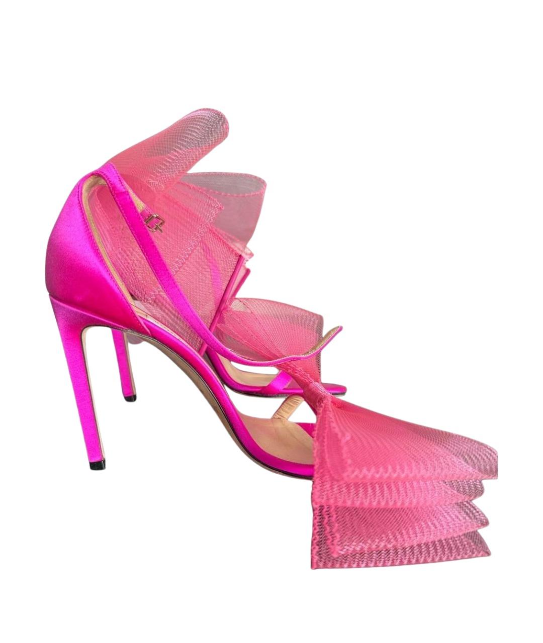 JIMMY CHOO Фуксия текстильные босоножки, фото 1