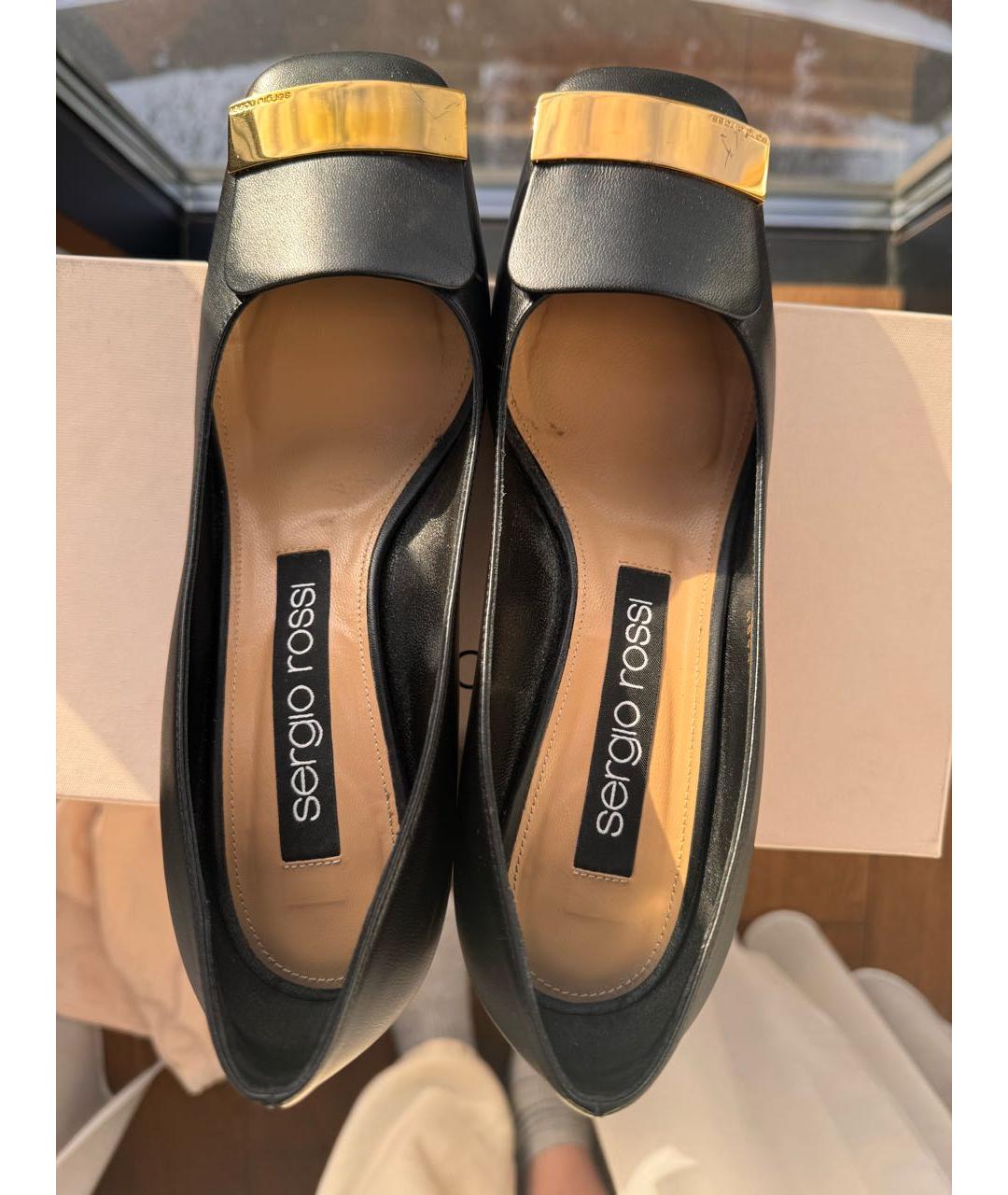 SERGIO ROSSI Черные кожаные туфли, фото 3