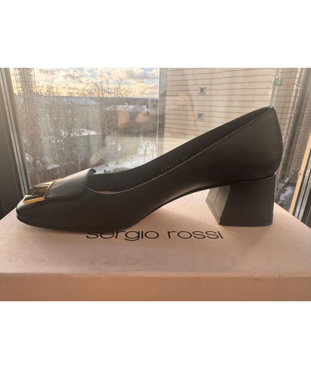 SERGIO ROSSI Черные кожаные туфли, фото 5
