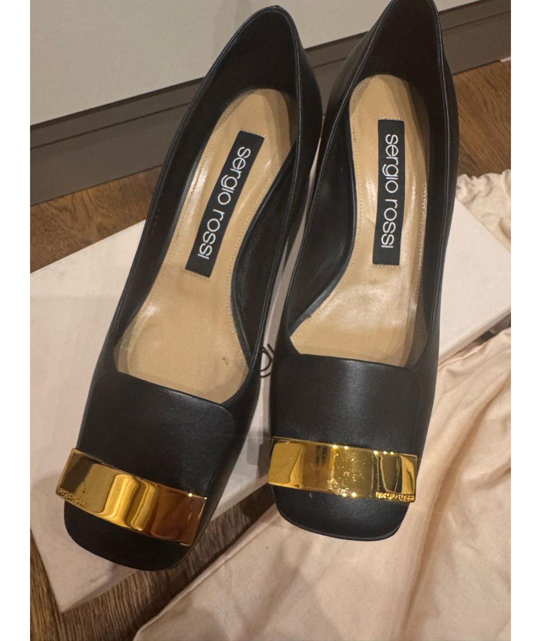 SERGIO ROSSI Черные кожаные туфли, фото 2