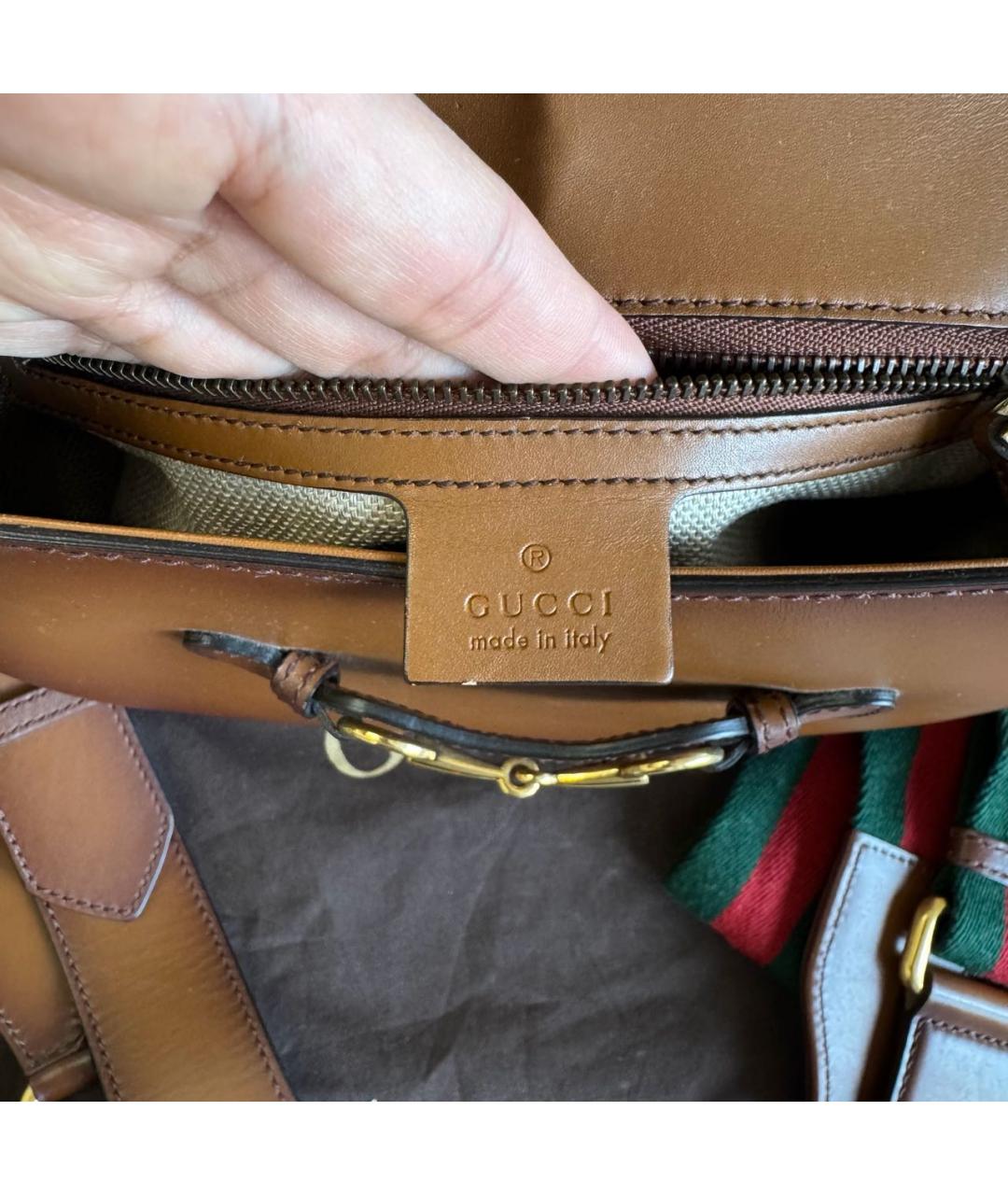 GUCCI Коричневая кожаная сумка через плечо, фото 5