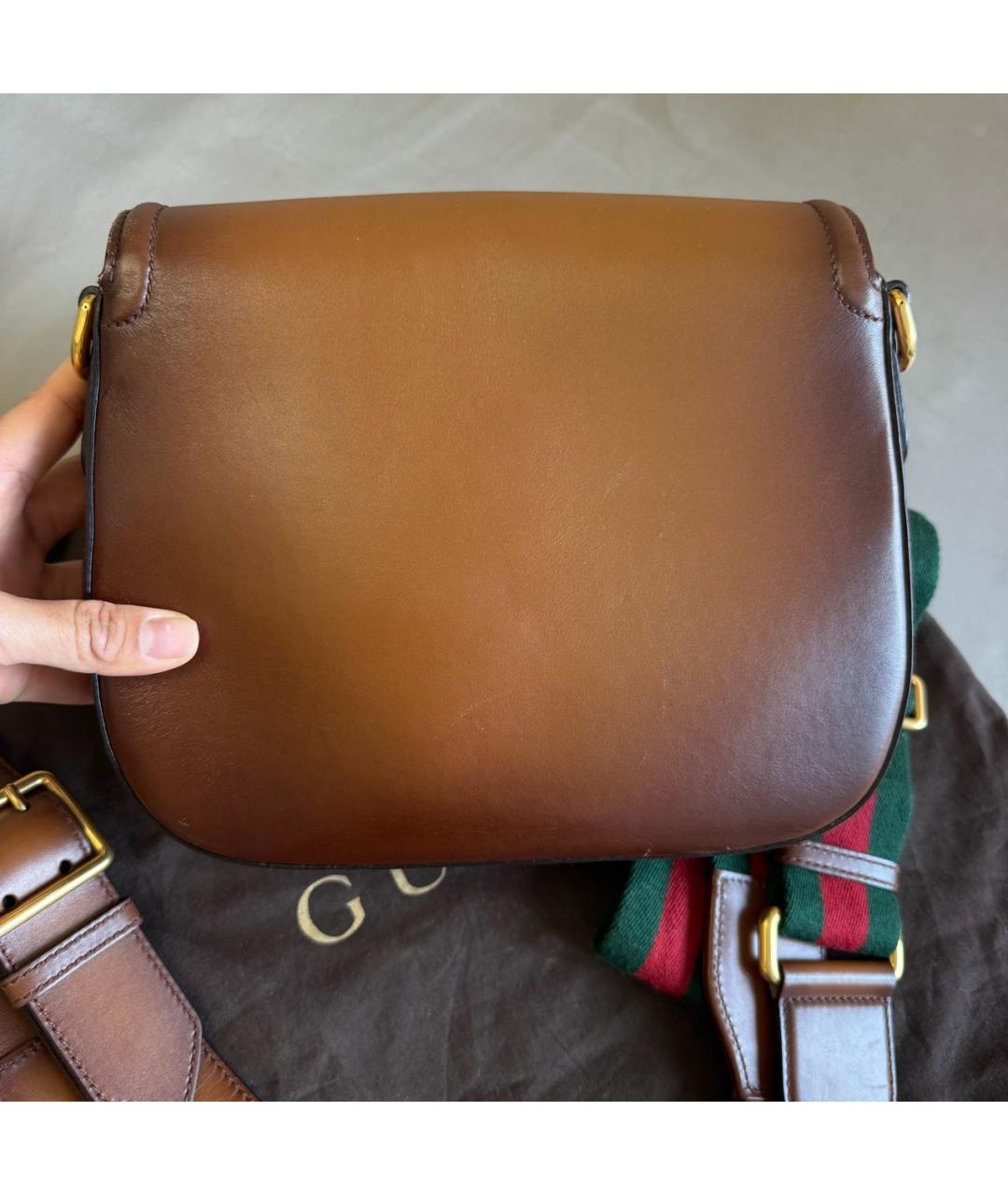 GUCCI Коричневая кожаная сумка через плечо, фото 2