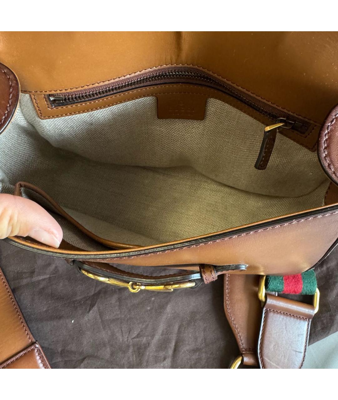 GUCCI Коричневая кожаная сумка через плечо, фото 3