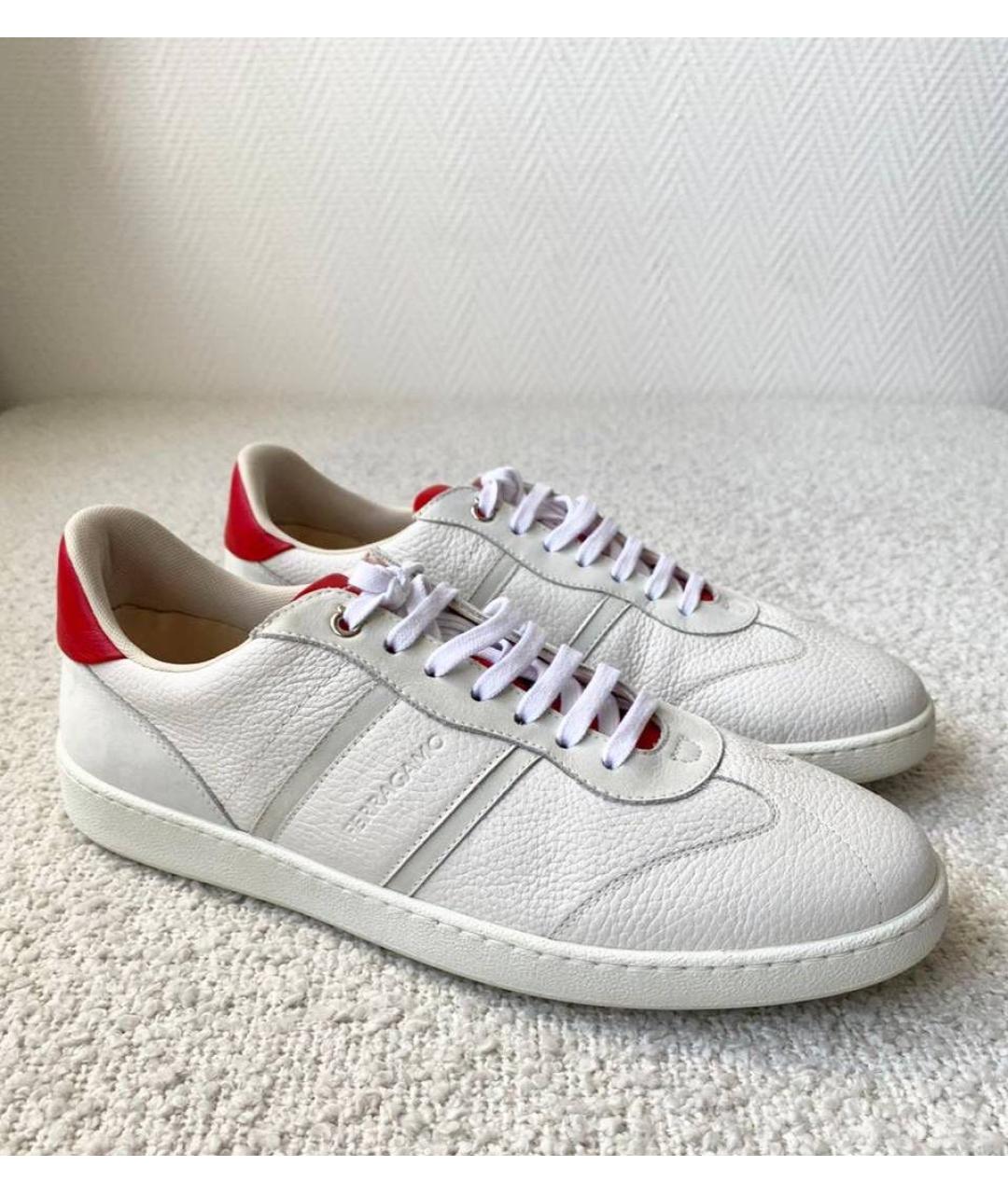 FERRAGAMO Белые кожаные низкие кроссовки / кеды, фото 2