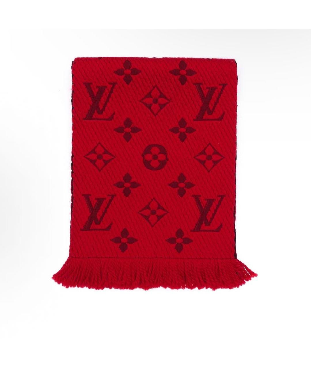 LOUIS VUITTON Бордовый шерстяной шарф, фото 2