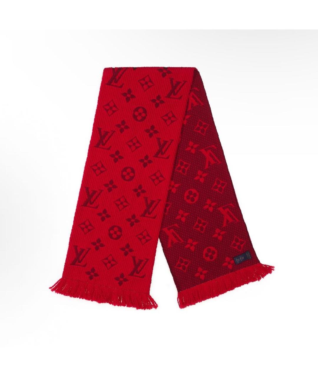 LOUIS VUITTON Бордовый шерстяной шарф, фото 5