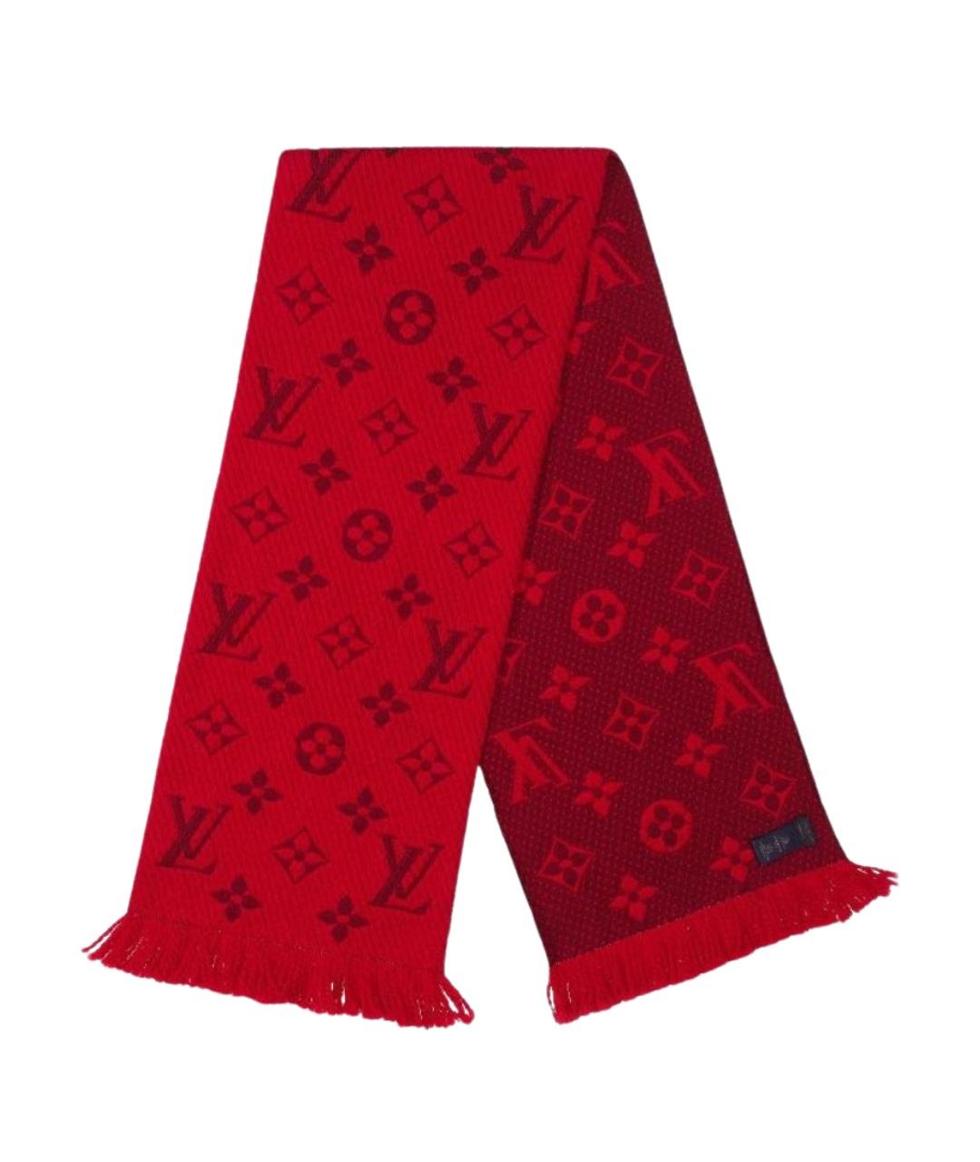 LOUIS VUITTON Бордовый шерстяной шарф, фото 1