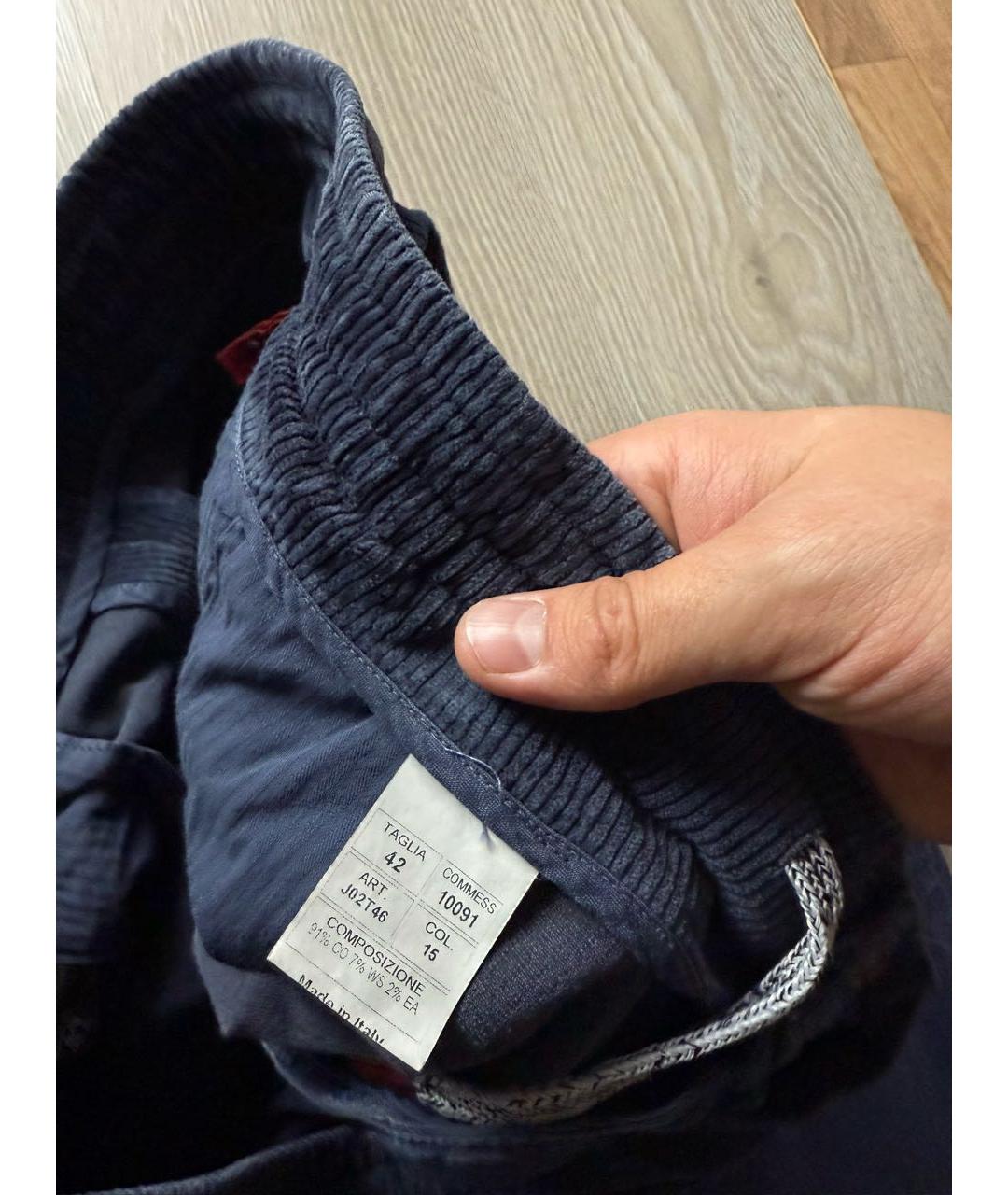 KITON Синие бархатные классические брюки, фото 5