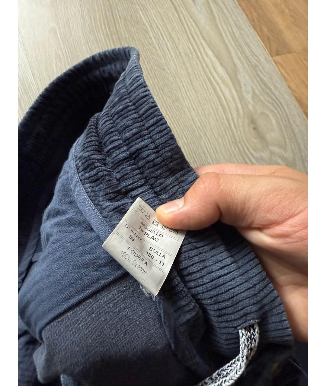 KITON Синие бархатные классические брюки, фото 6