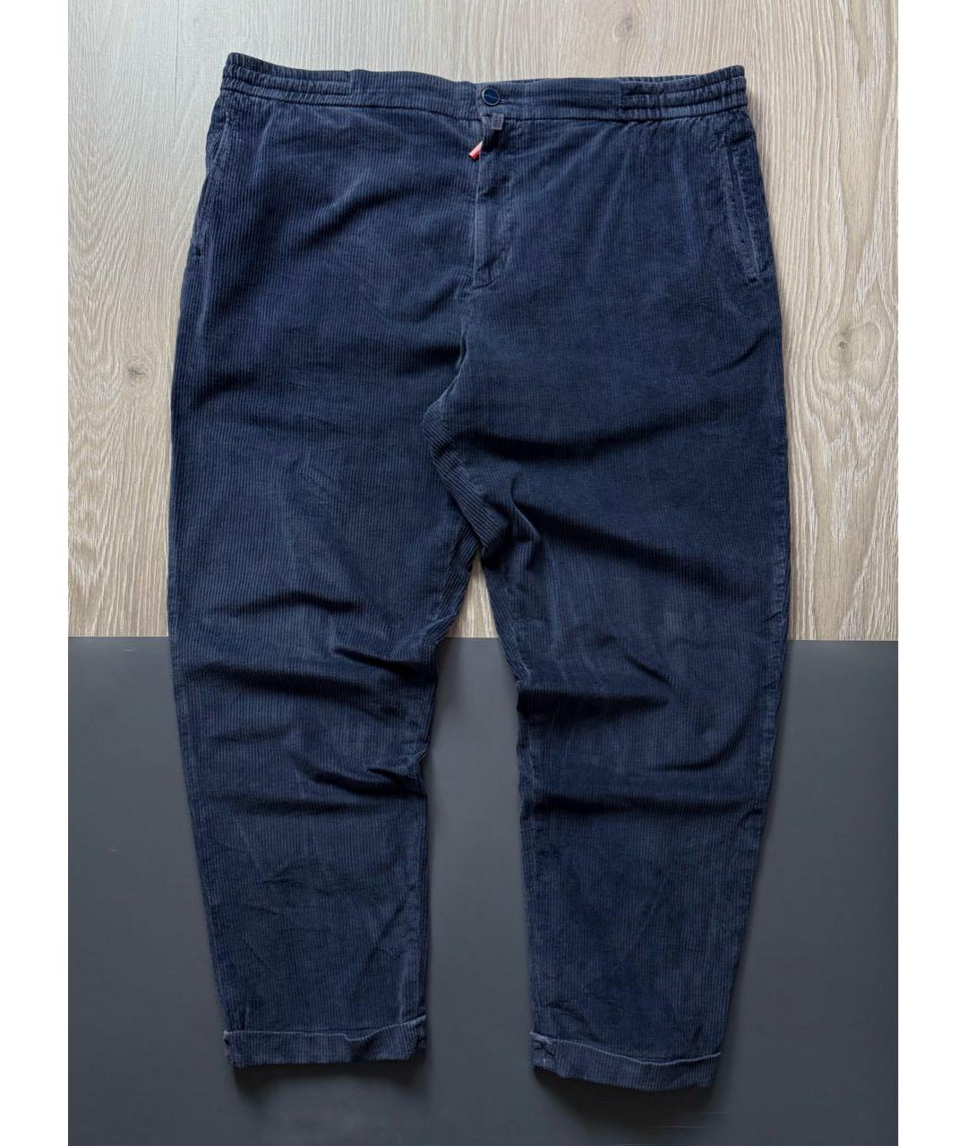 KITON Синие бархатные классические брюки, фото 9