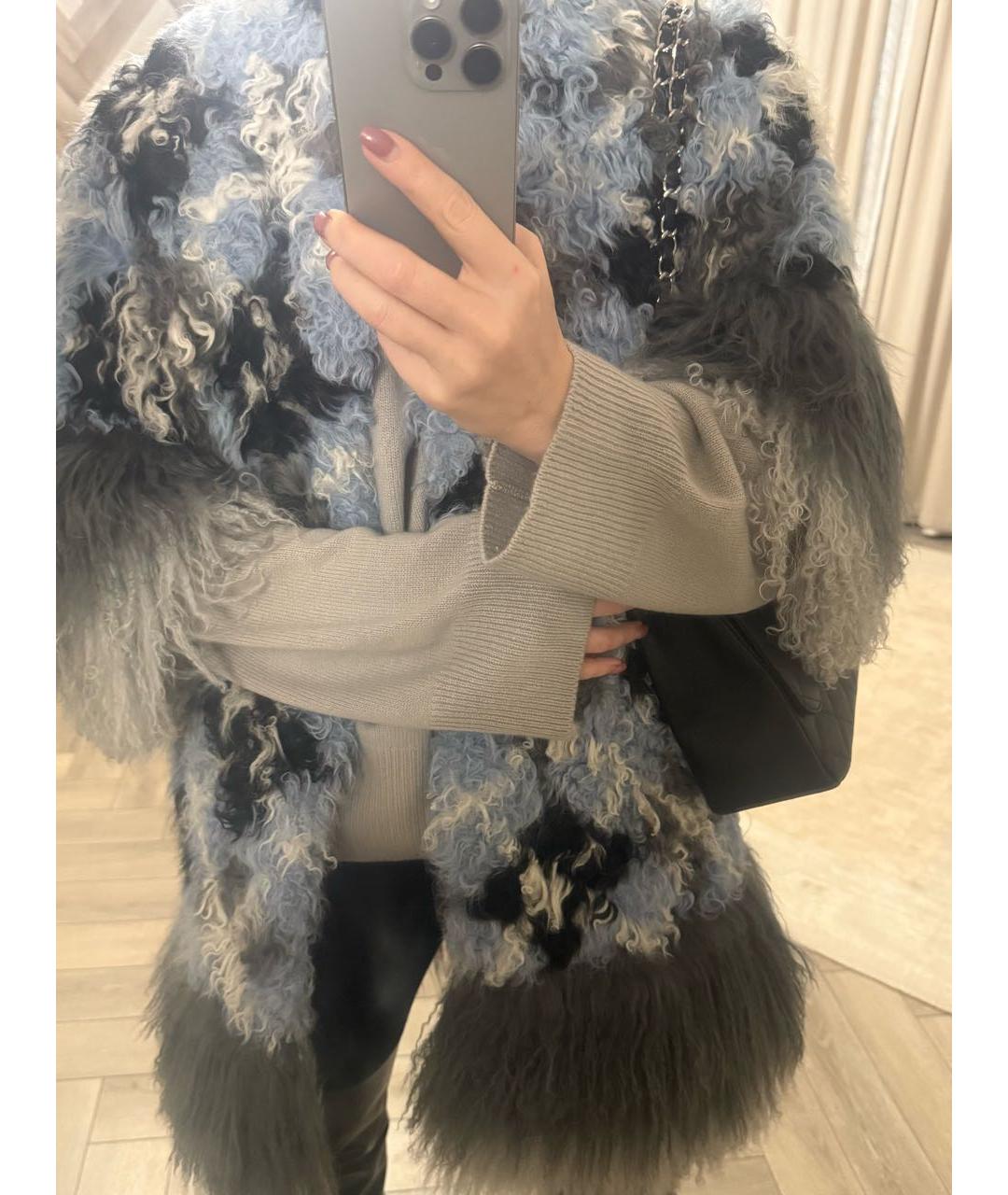 ERMANNO SCERVINO Голубая меховая шуба, фото 7