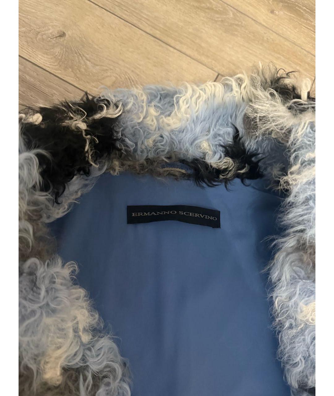 ERMANNO SCERVINO Голубая меховая шуба, фото 4