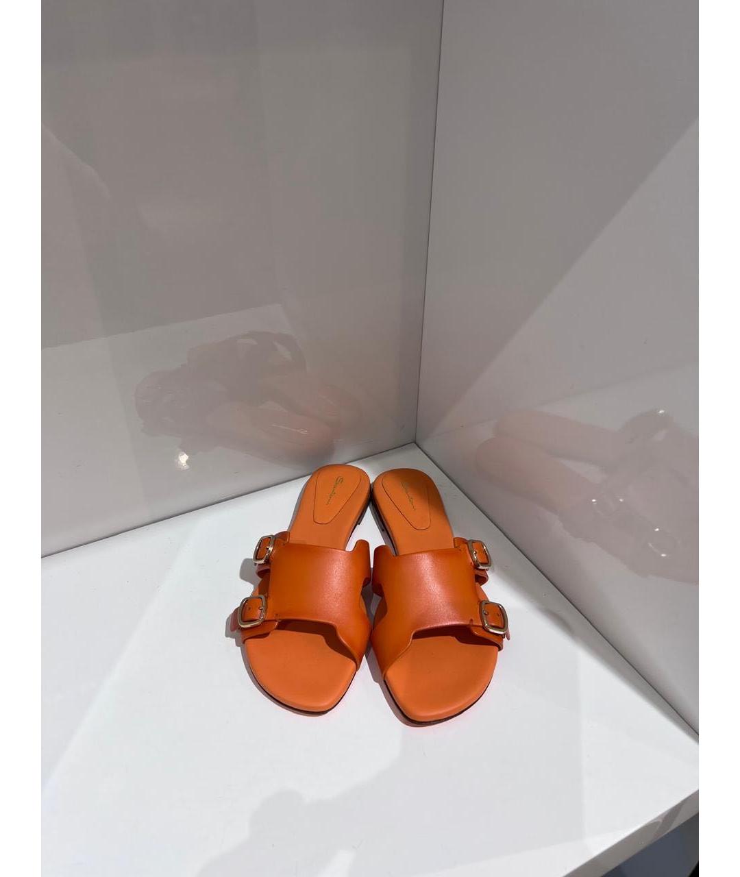 SANTONI Оранжевое кожаные шлепанцы, фото 3