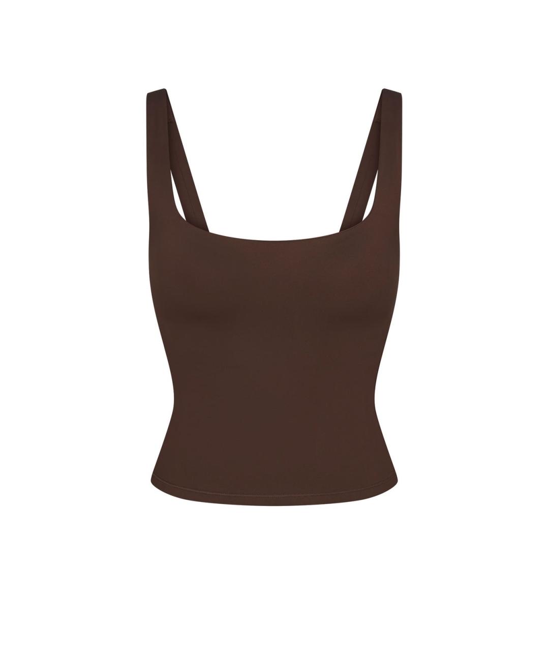 SKIMS Коричневая полиамидовая майка, фото 7
