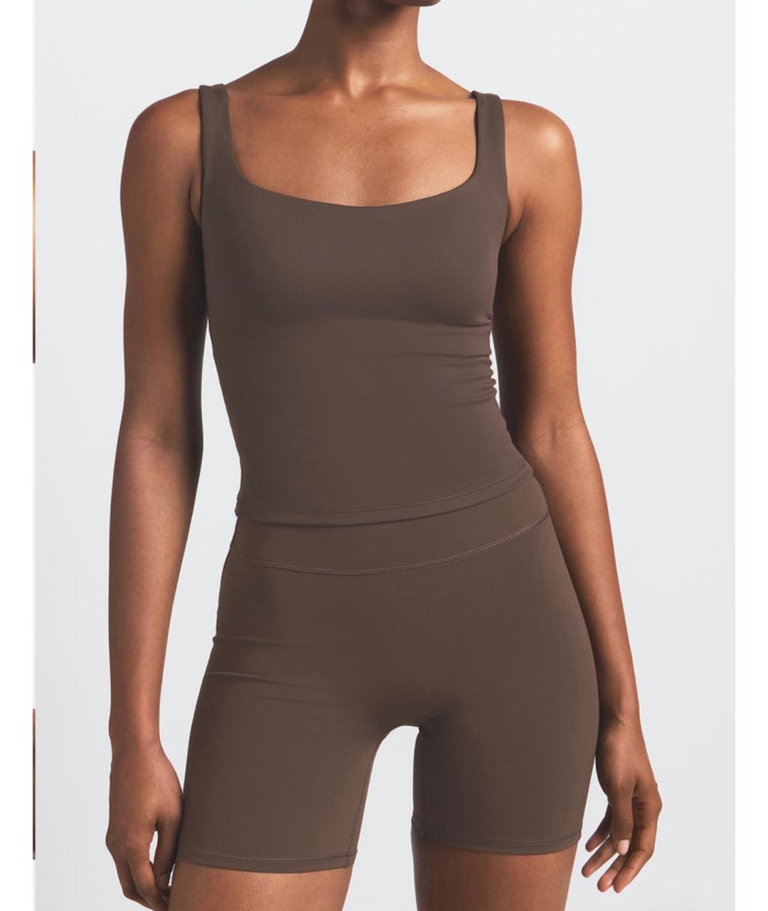 SKIMS Коричневая полиамидовая майка, фото 6