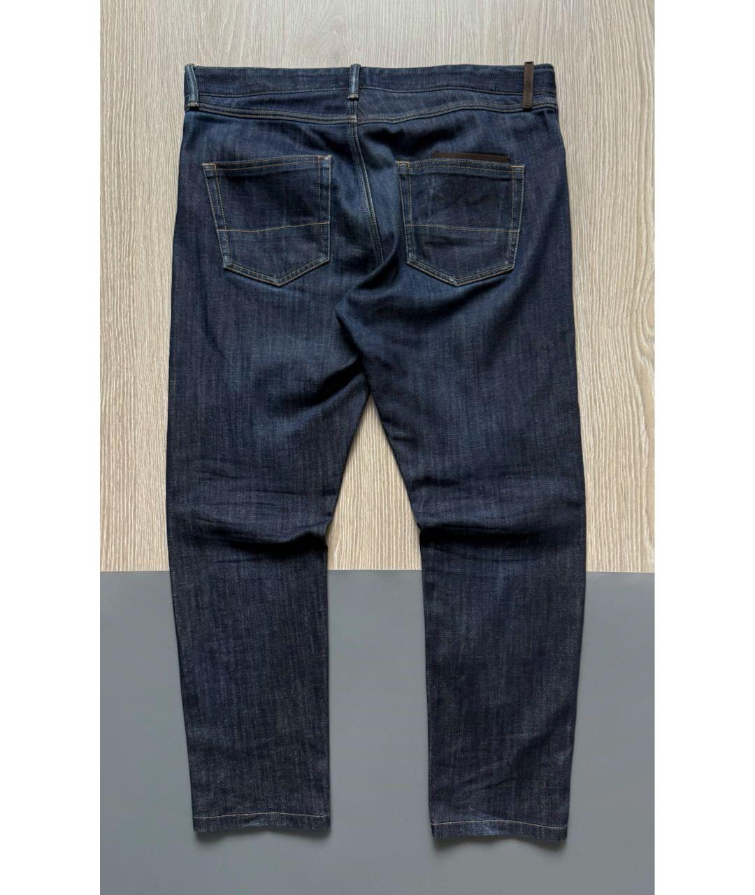 ZEGNA Темно-синие хлопко-кашемировые прямые джинсы, фото 9