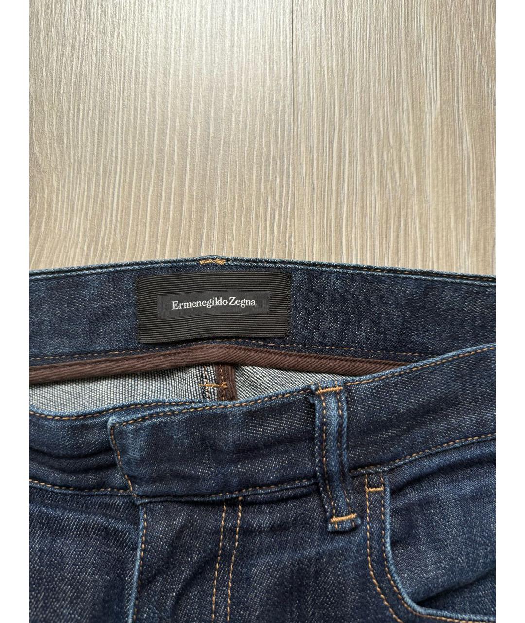 ZEGNA Темно-синие хлопко-кашемировые прямые джинсы, фото 4