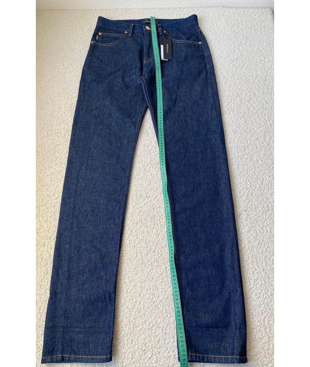 VERSACE Синие хлопковые прямые джинсы, фото 3