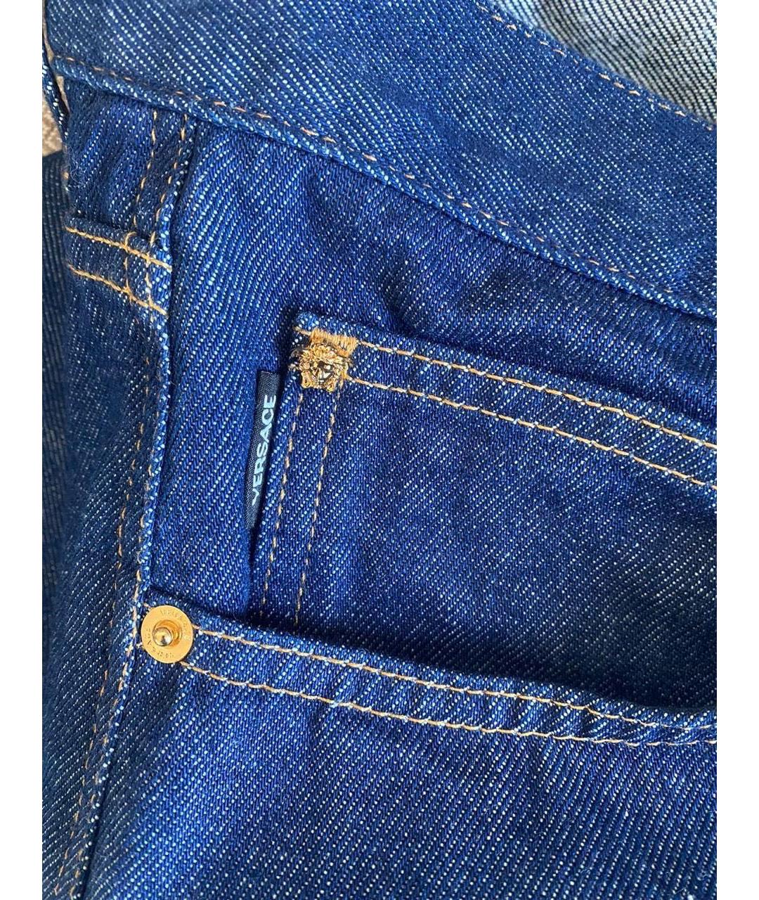 VERSACE Синие хлопковые прямые джинсы, фото 4