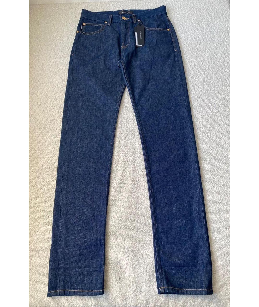 VERSACE Синие хлопковые прямые джинсы, фото 9