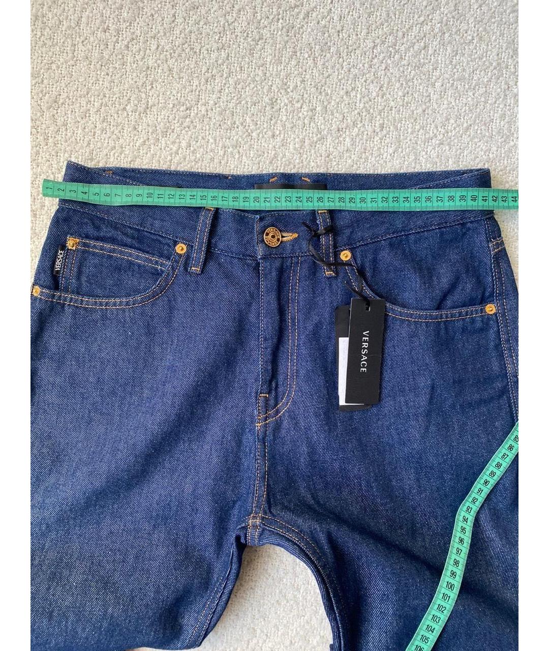 VERSACE Синие хлопковые прямые джинсы, фото 5