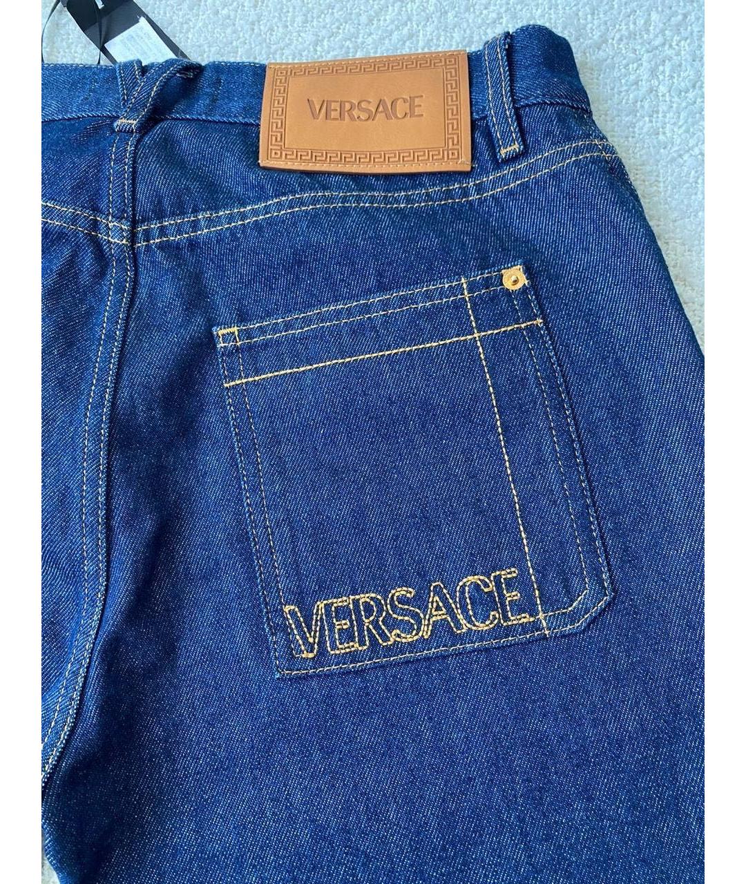 VERSACE Синие хлопковые прямые джинсы, фото 8