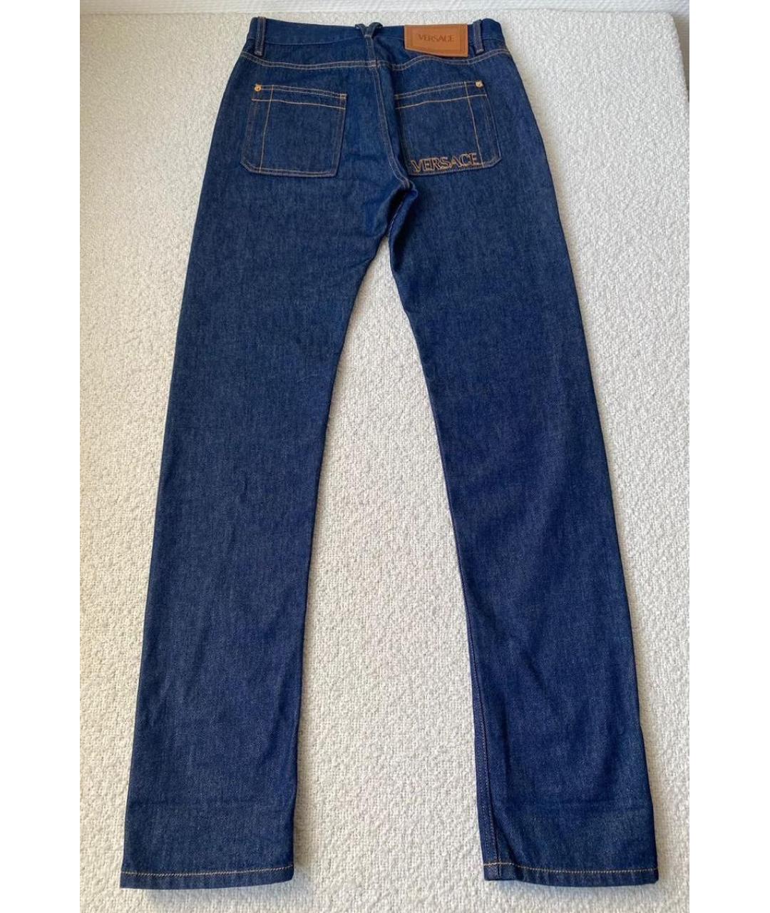 VERSACE Синие хлопковые прямые джинсы, фото 2