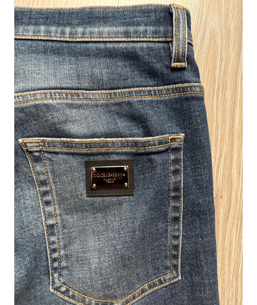 DOLCE&GABBANA Темно-синие хлопковые прямые джинсы, фото 6