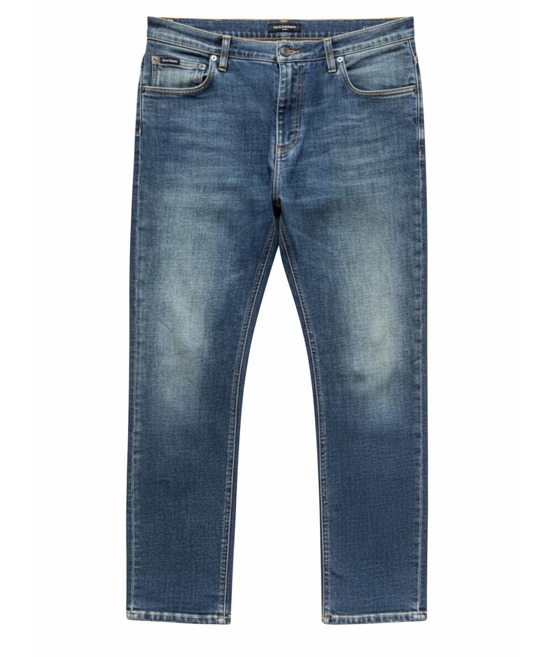 DOLCE&GABBANA Темно-синие хлопковые прямые джинсы, фото 1