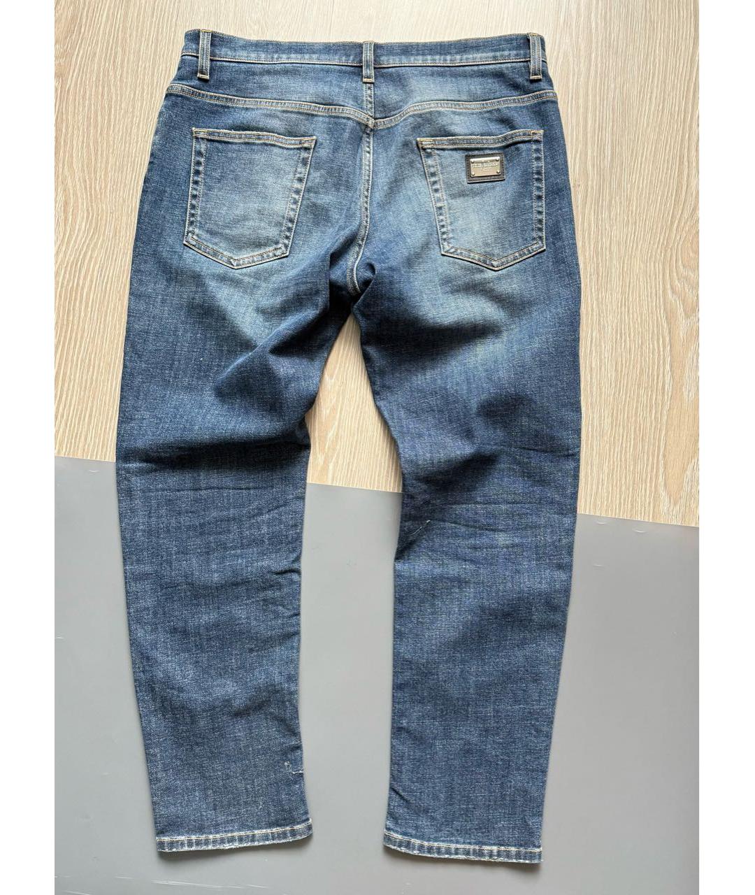 DOLCE&GABBANA Темно-синие хлопковые прямые джинсы, фото 5