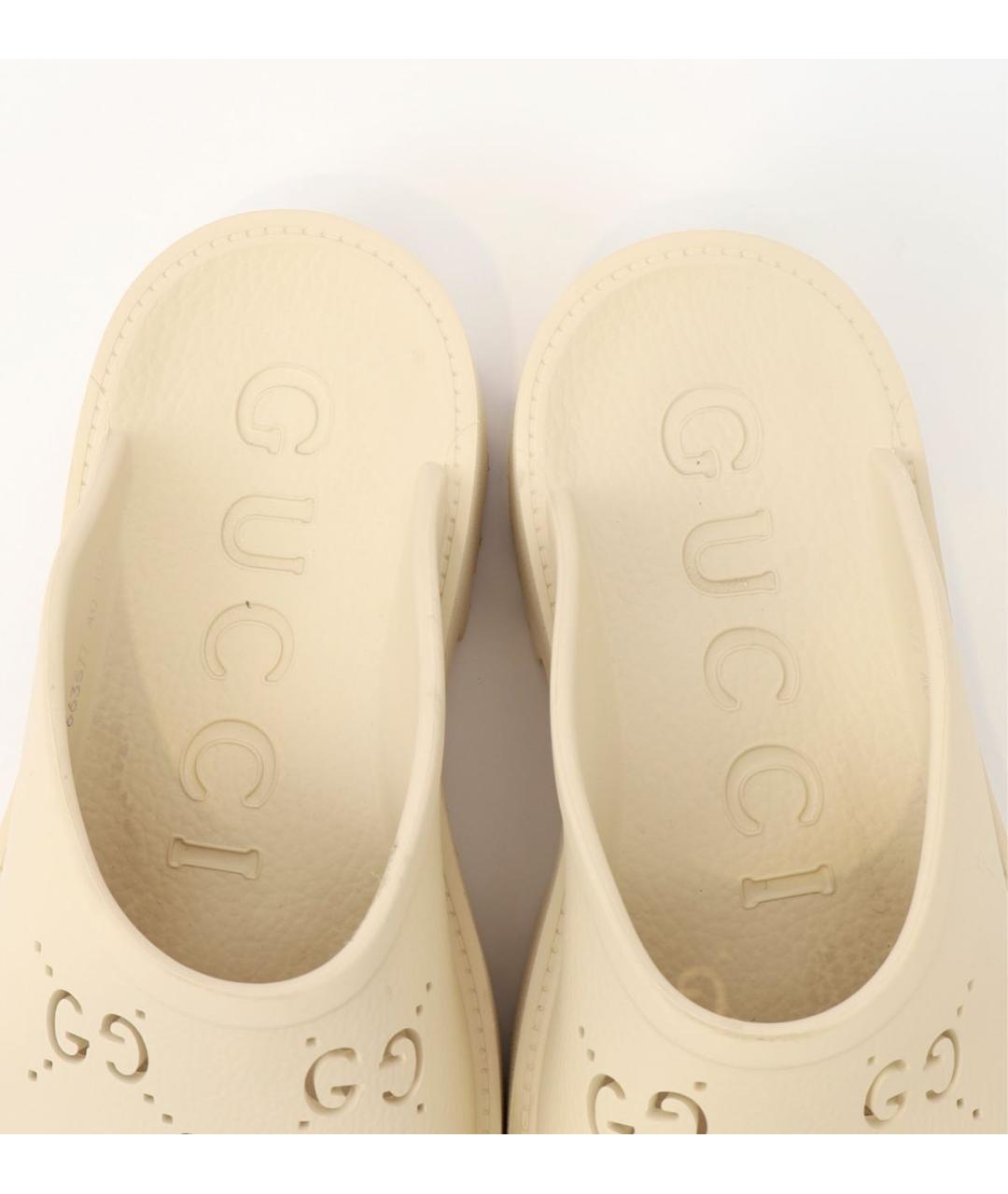 GUCCI Бежевые резиновые сабо, фото 6