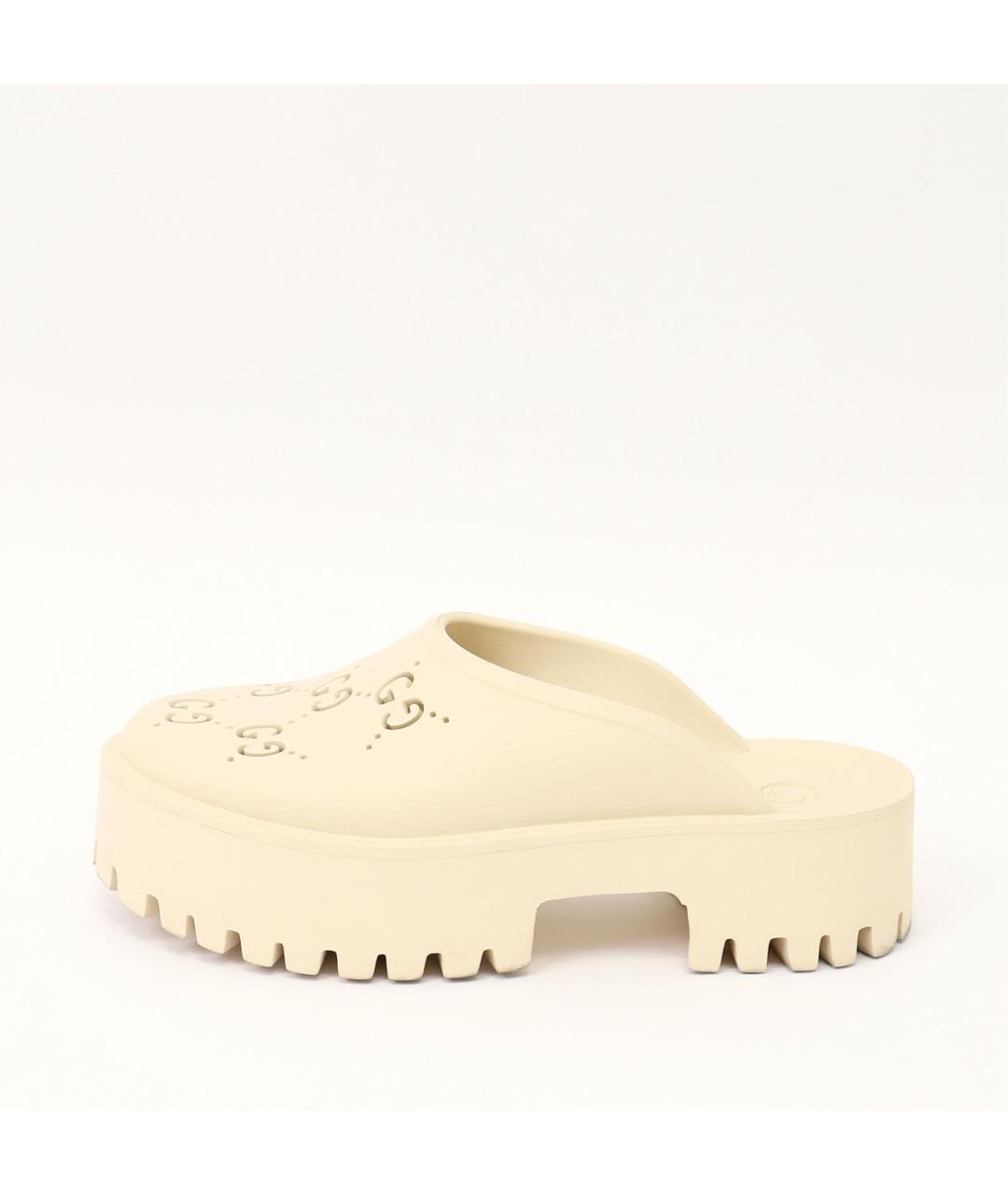 GUCCI Бежевые резиновые сабо, фото 8